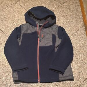 Lands' End Navy and Gray fleece Jacket with Red Accents
